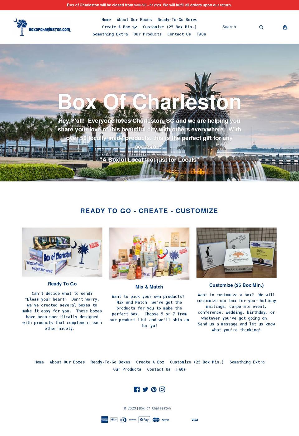 boxofcharleston.com shopify website screenshot