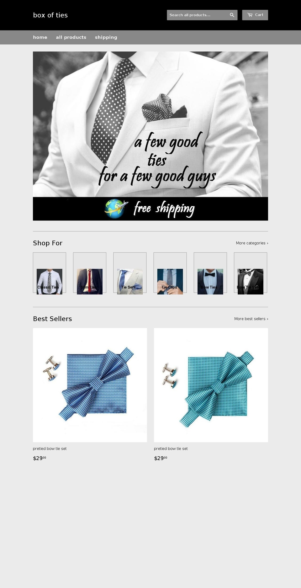boxofties.com shopify website screenshot