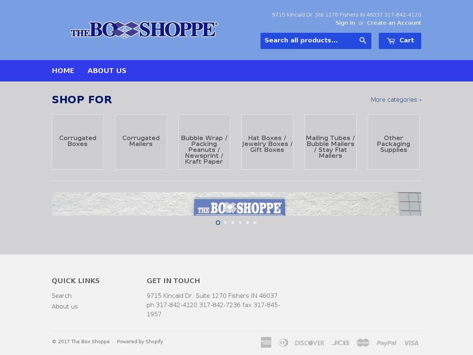 boxshoppe.com shopify website screenshot