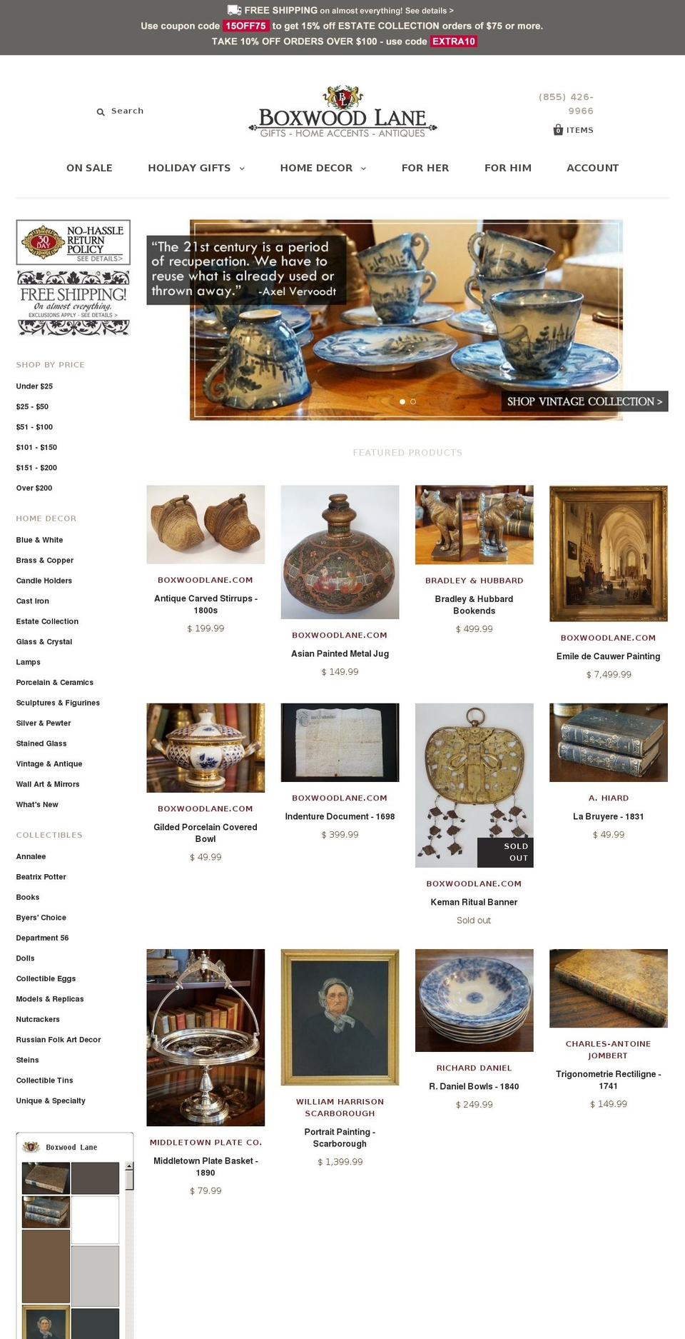 boxwoodlane.net shopify website screenshot