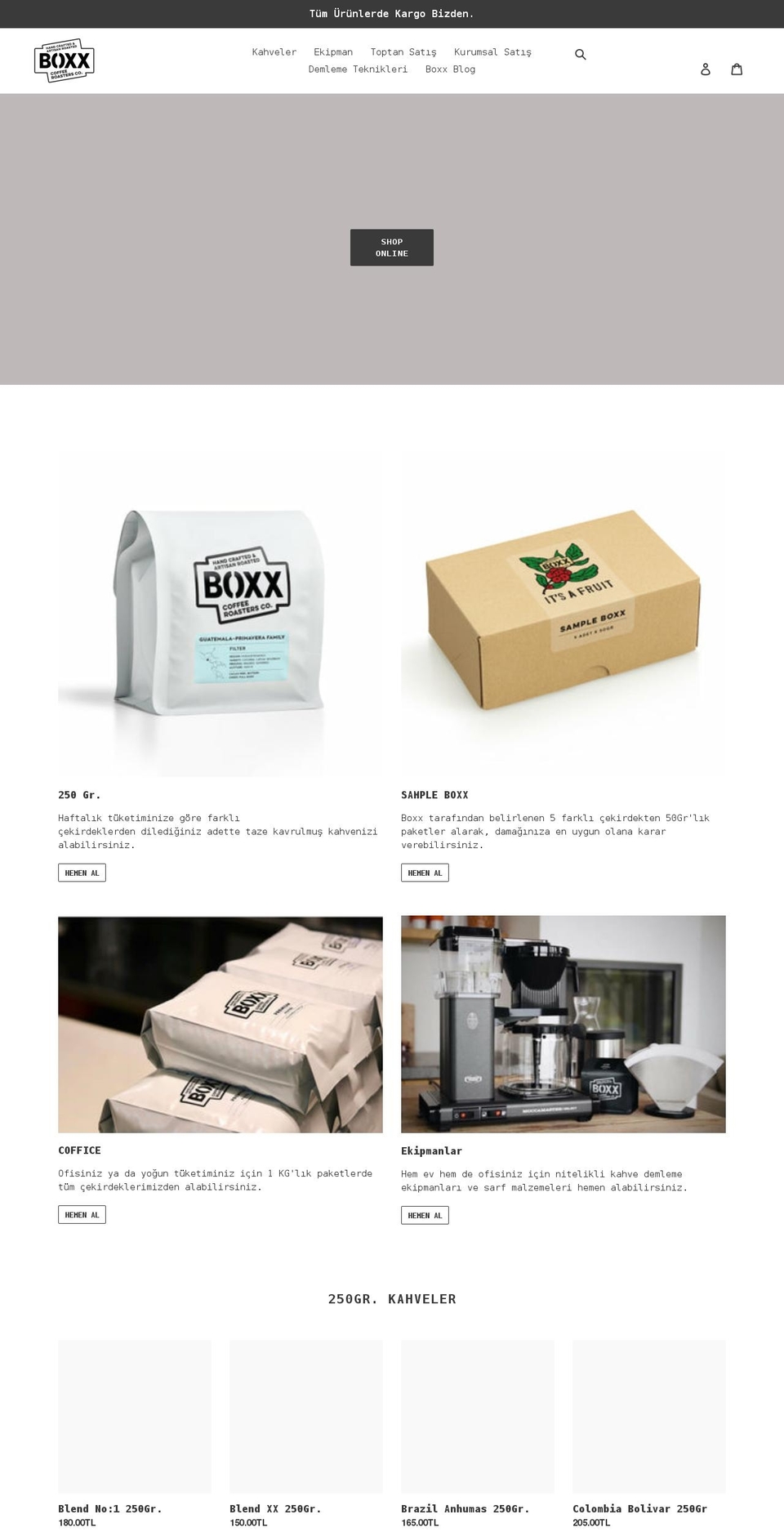 boxxcoffee.com shopify website screenshot