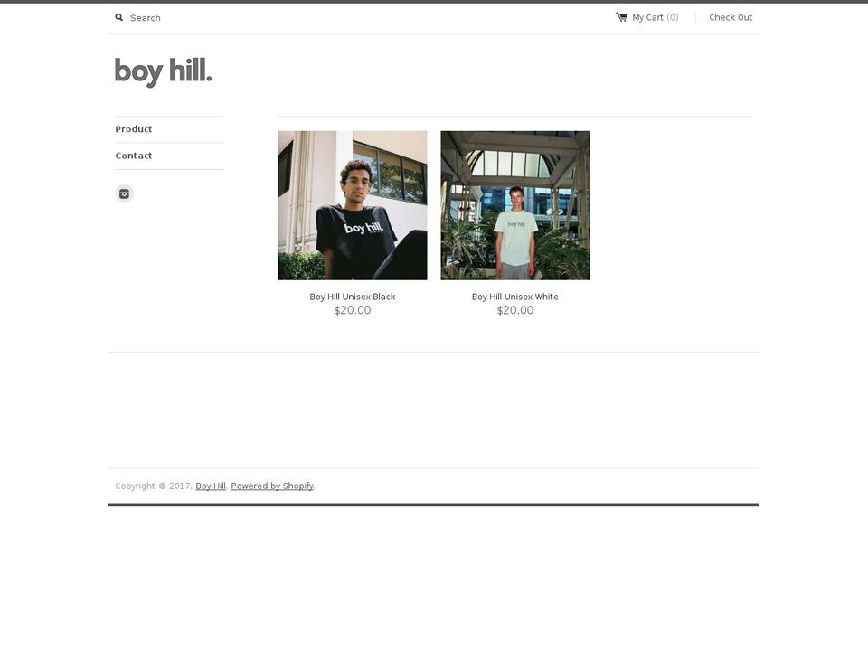 boy-hill.com shopify website screenshot