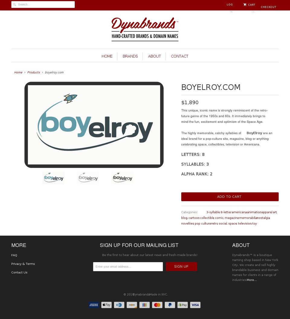boyelroy.com — Shopify storefront screenshot