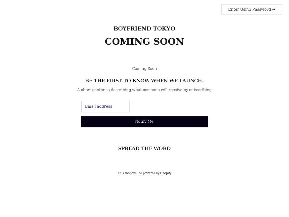 boyfriendtokyo.com — Shopify storefront screenshot
