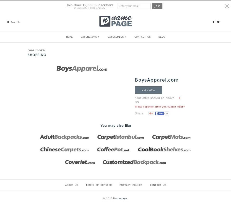 boysapparel.com shopify website screenshot