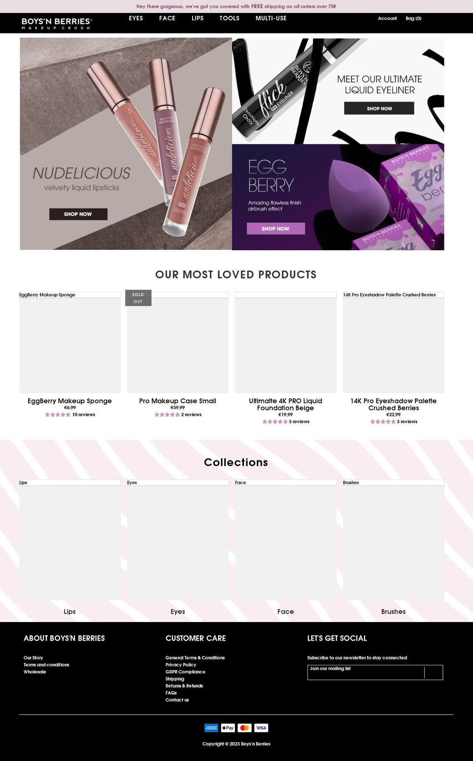 boysnberriescosmetics.com shopify website screenshot