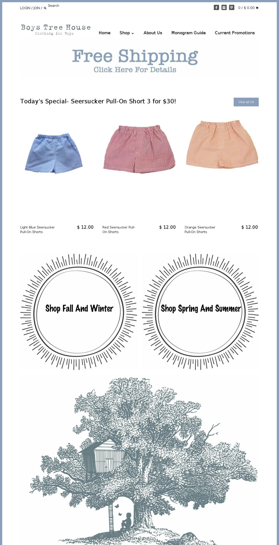 boystreehouse.com shopify website screenshot