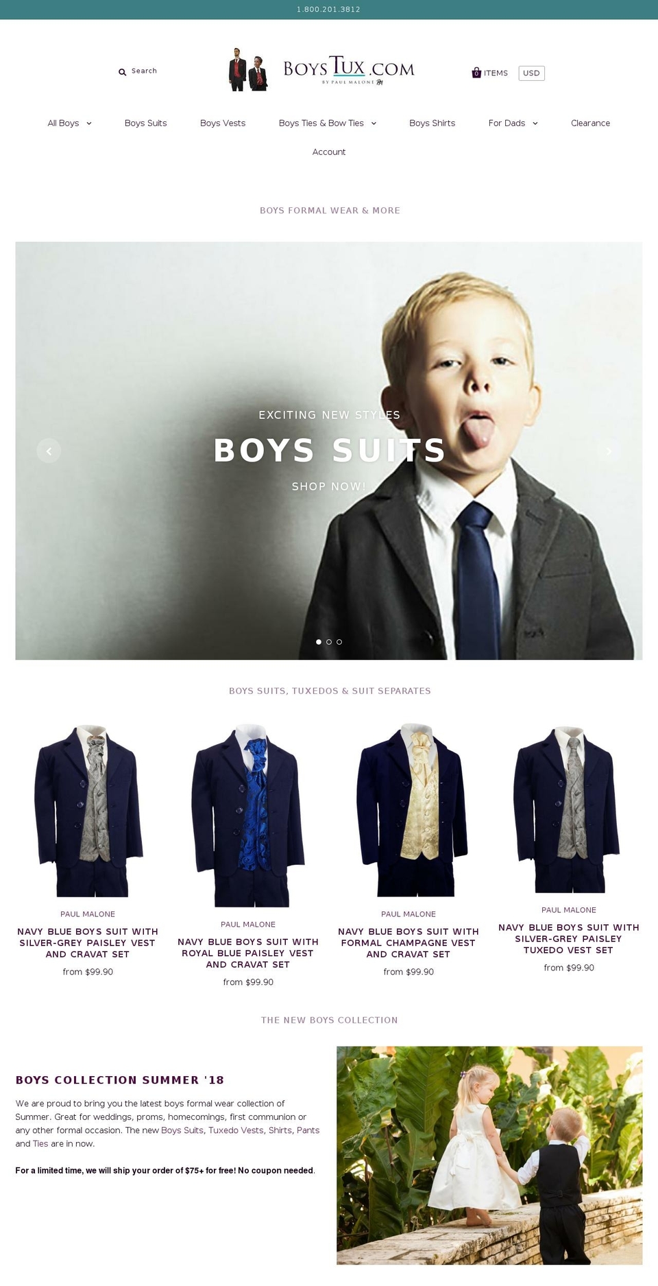 boystux.com shopify website screenshot