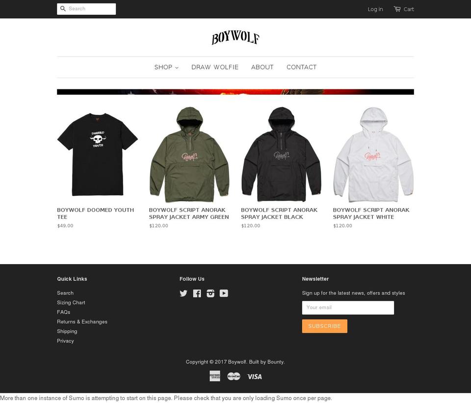 boywolf.com shopify website screenshot