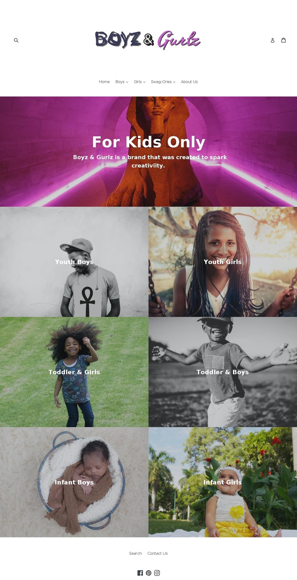 boyzandgurlz.com — Shopify storefront screenshot