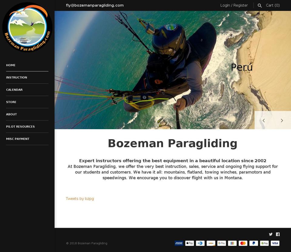 bozemanparagliding.com shopify website screenshot