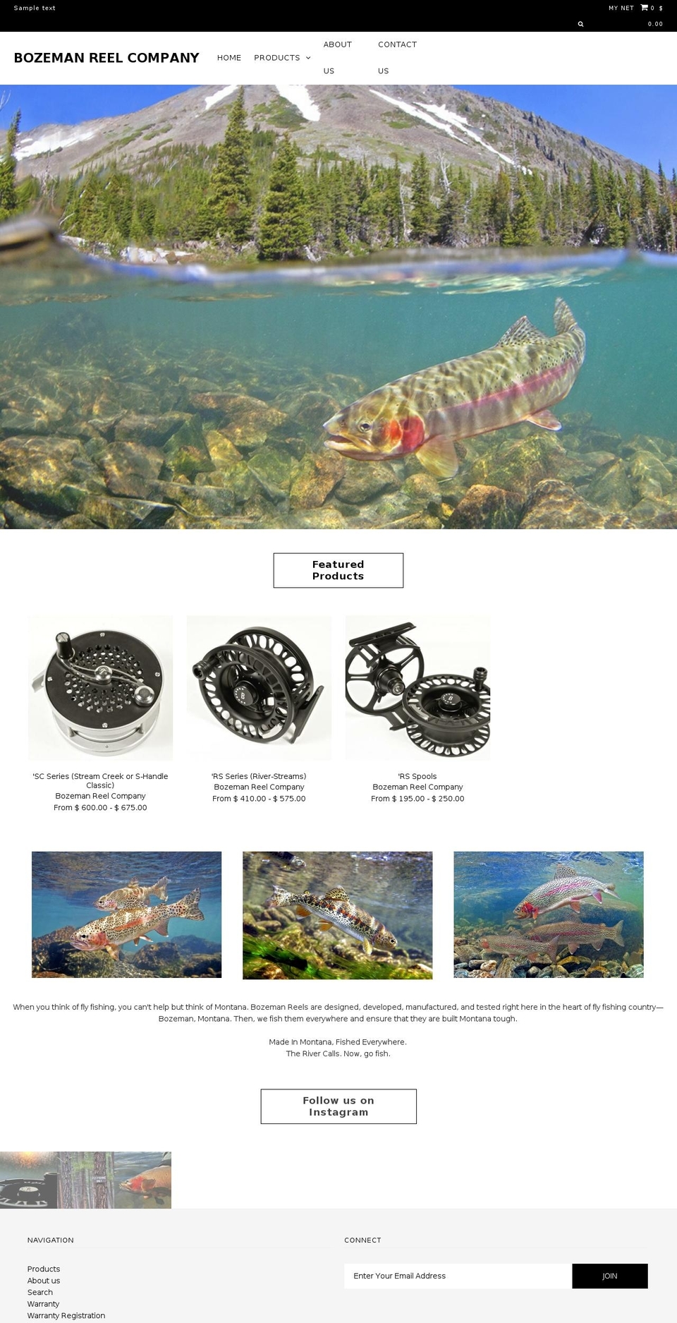 bozemanreel.com shopify website screenshot