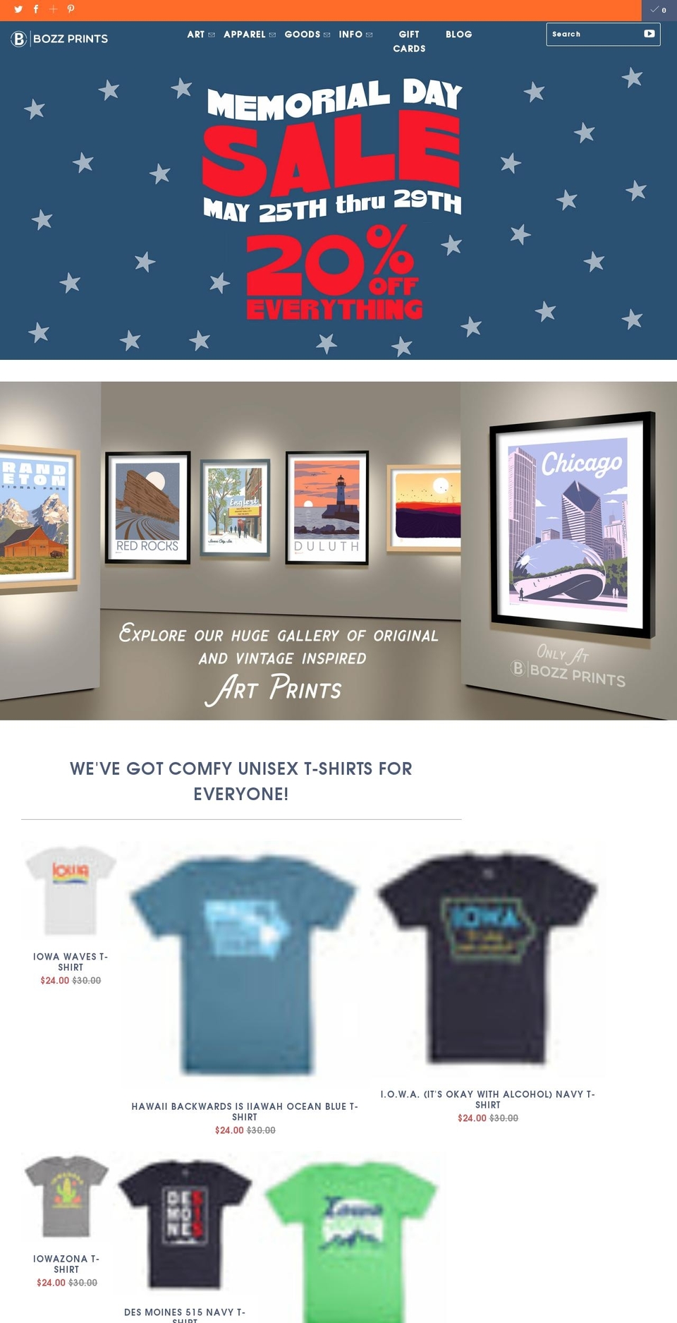 bozzprints.com shopify website screenshot