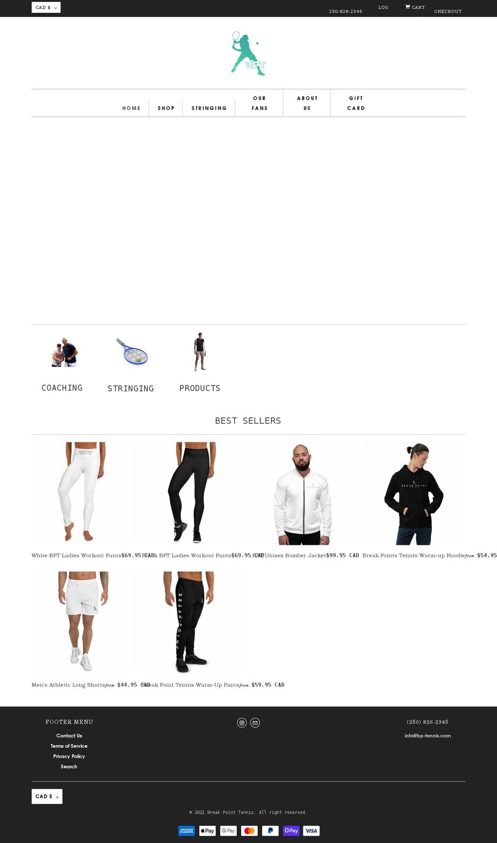 bp-tennis.com shopify website screenshot