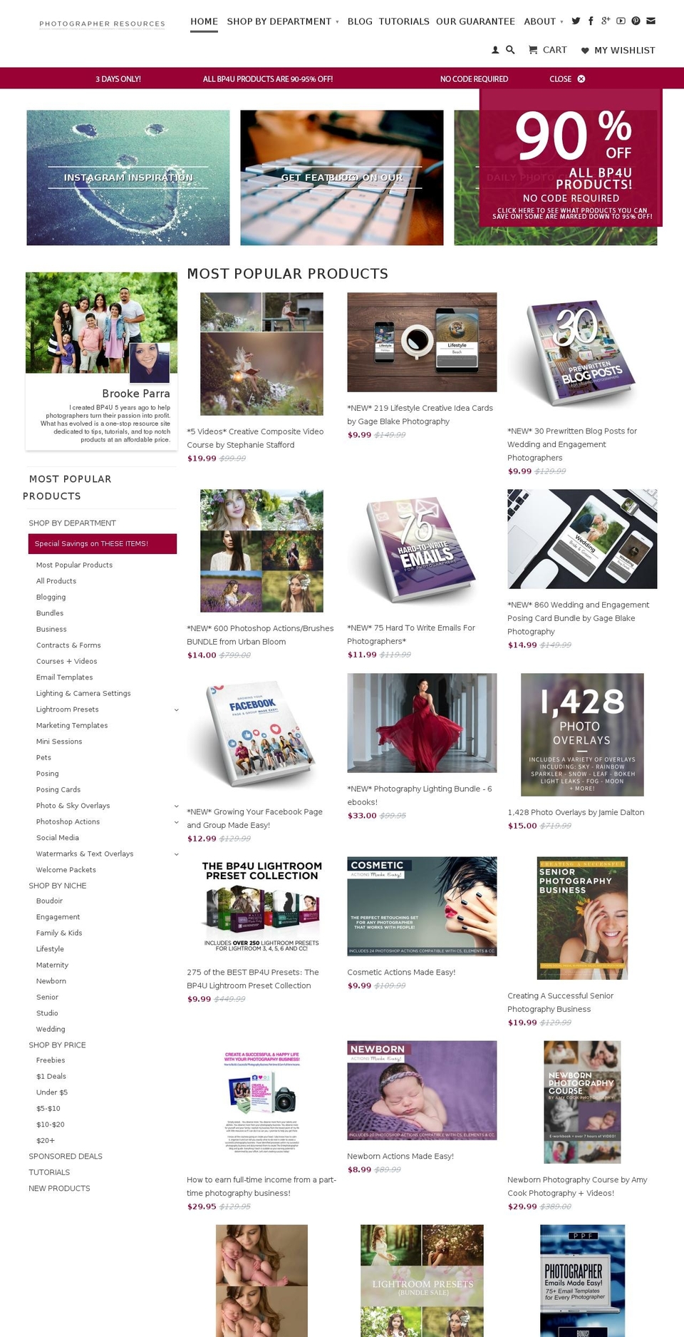 bp4uphotographyresources.com shopify website screenshot