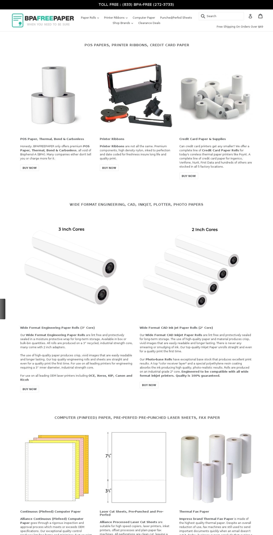bpafreepaper.com — Shopify storefront screenshot