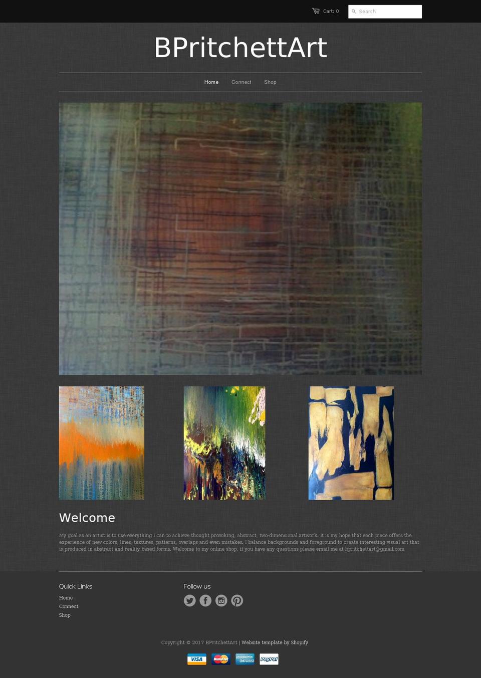 bpritchettart.com shopify website screenshot
