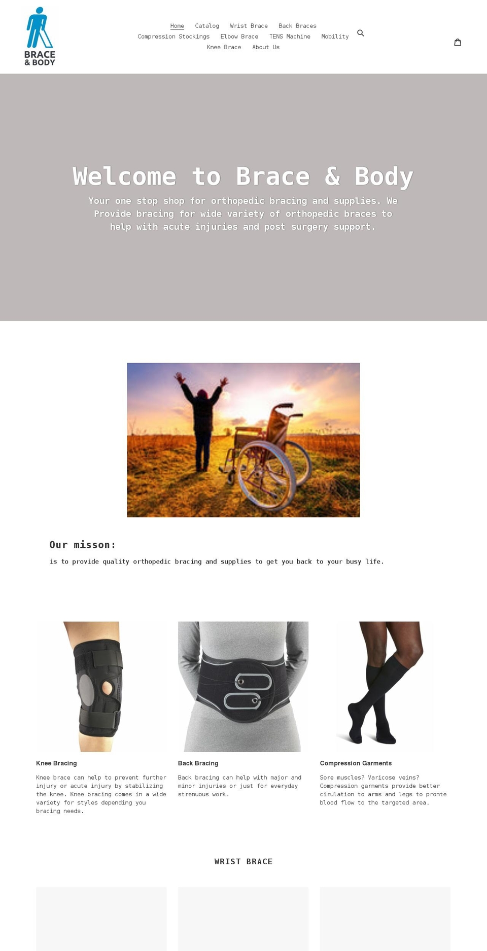 braceandbody.com shopify website screenshot