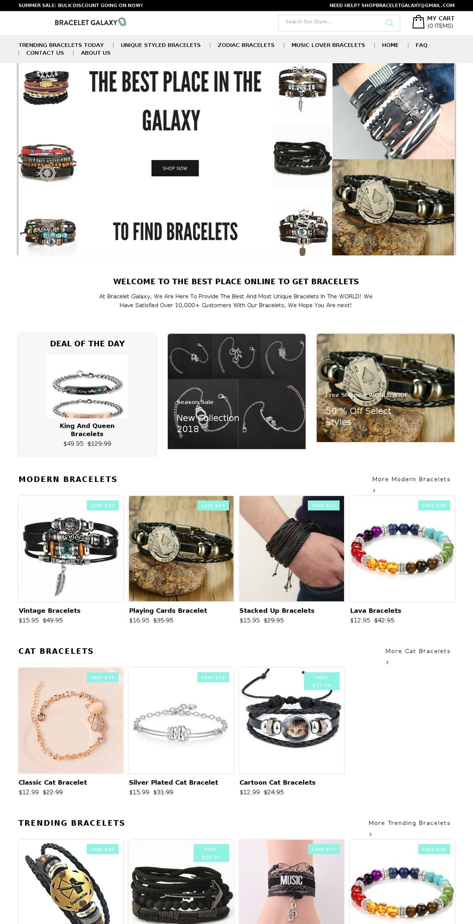 braceletgalaxy.com shopify website screenshot