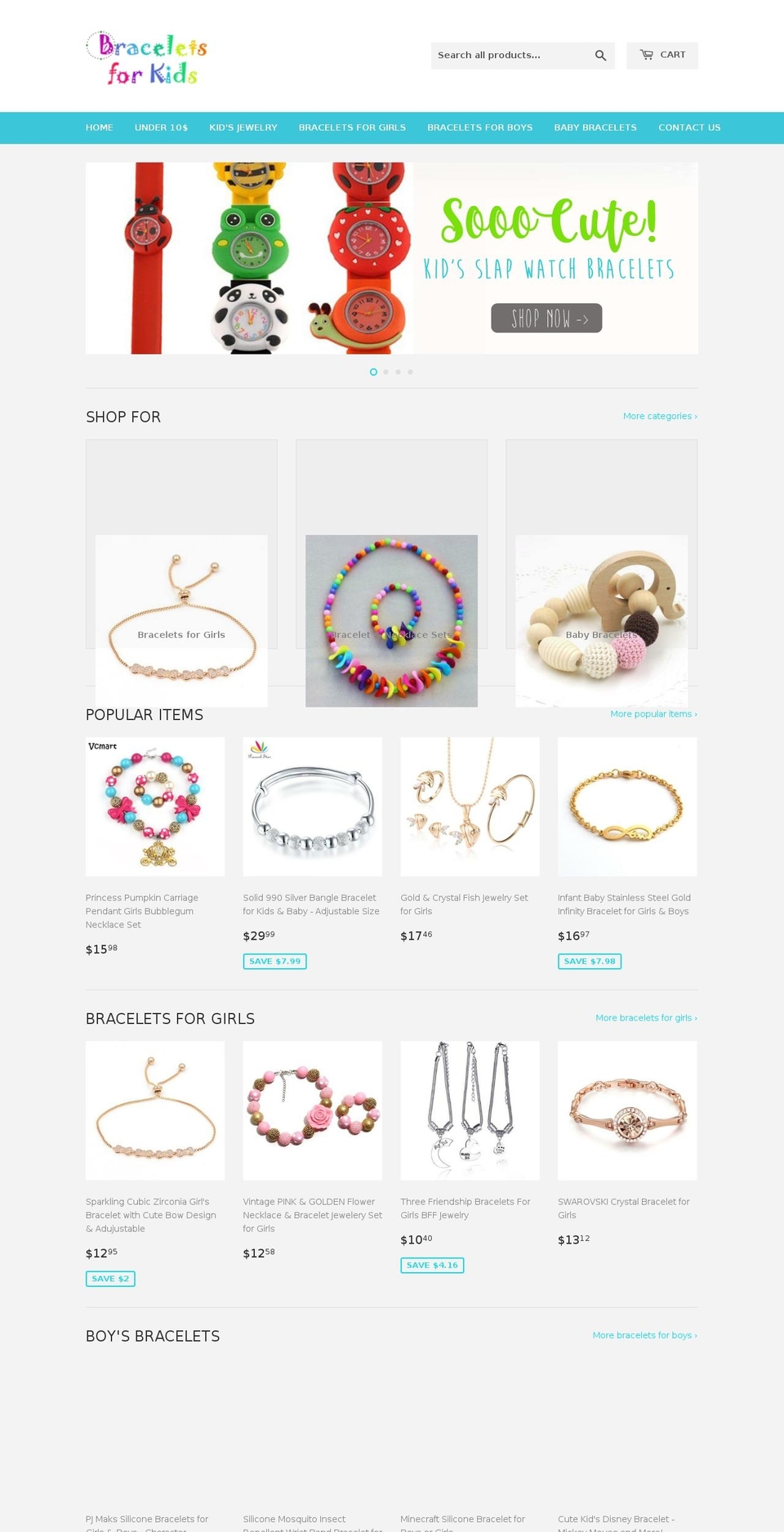 braceletsforkids.com shopify website screenshot