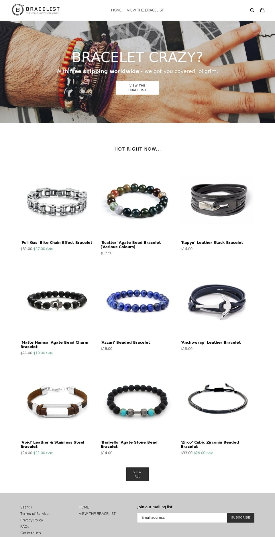 bracelist.com shopify website screenshot