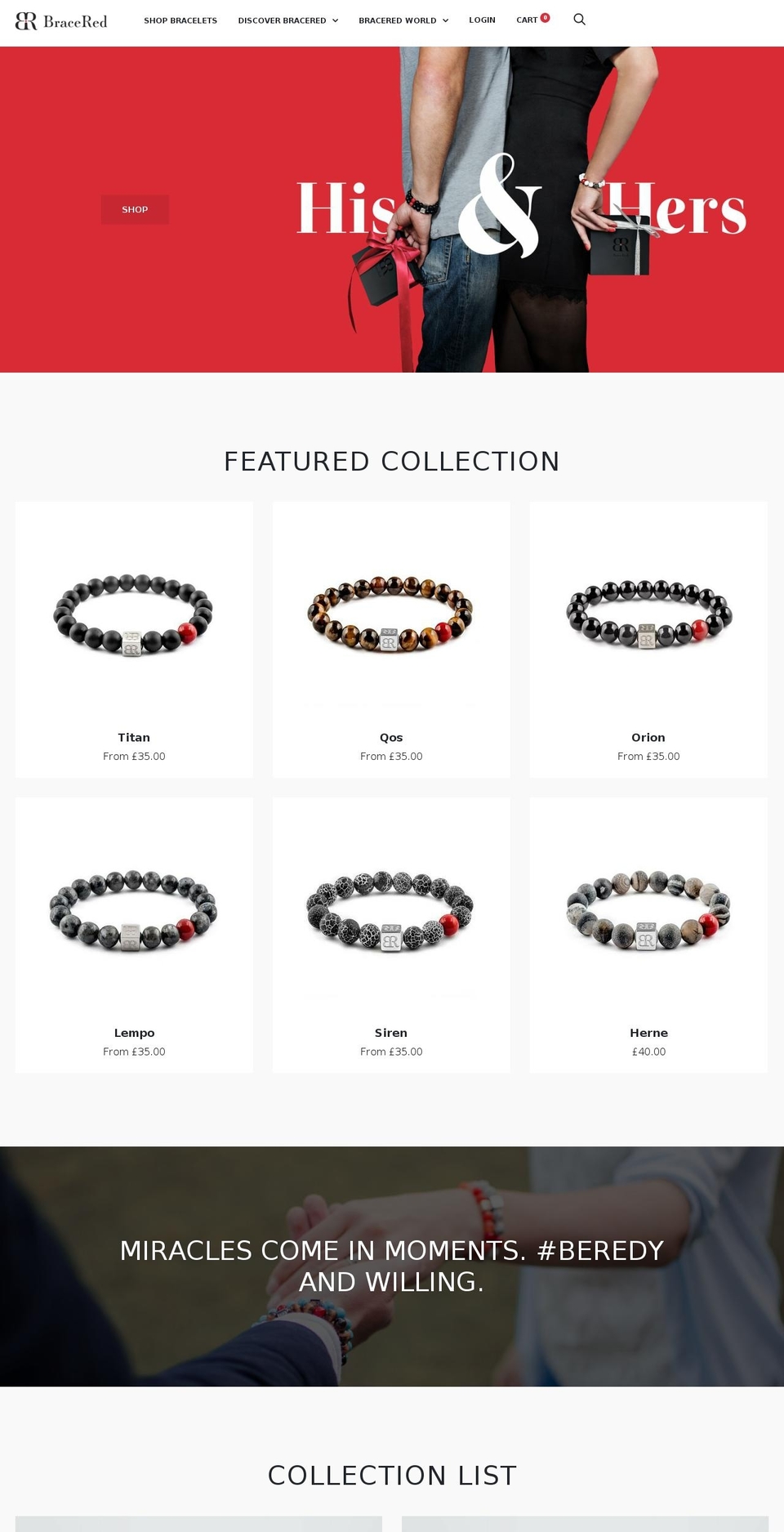 bracered.com — Shopify storefront screenshot