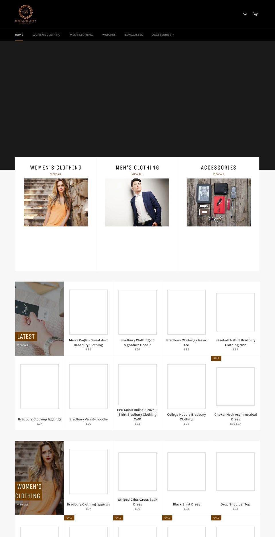 bradburyclothing.com — Shopify storefront screenshot
