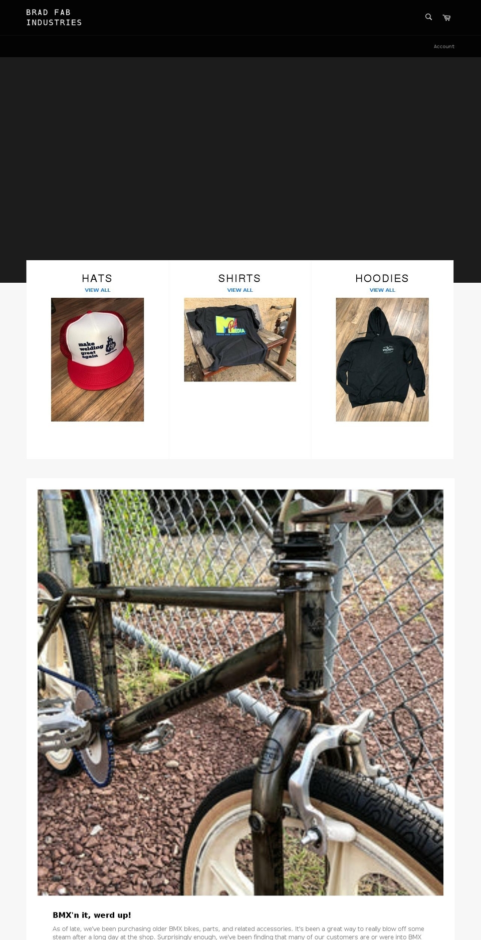 bradfabindustries.com shopify website screenshot
