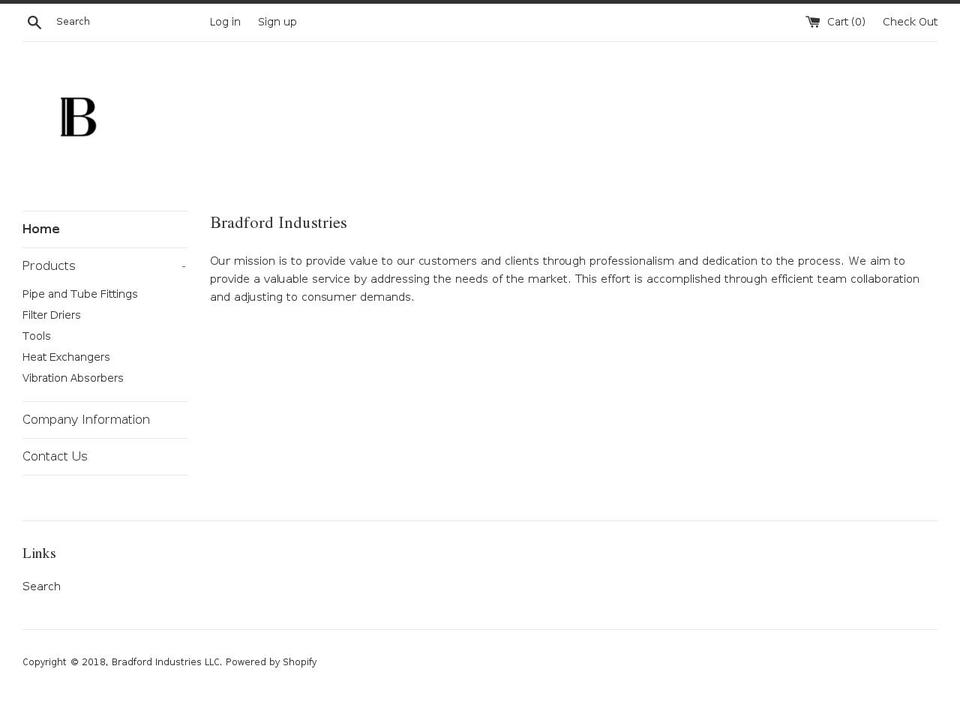 bradfordindustries.us shopify website screenshot