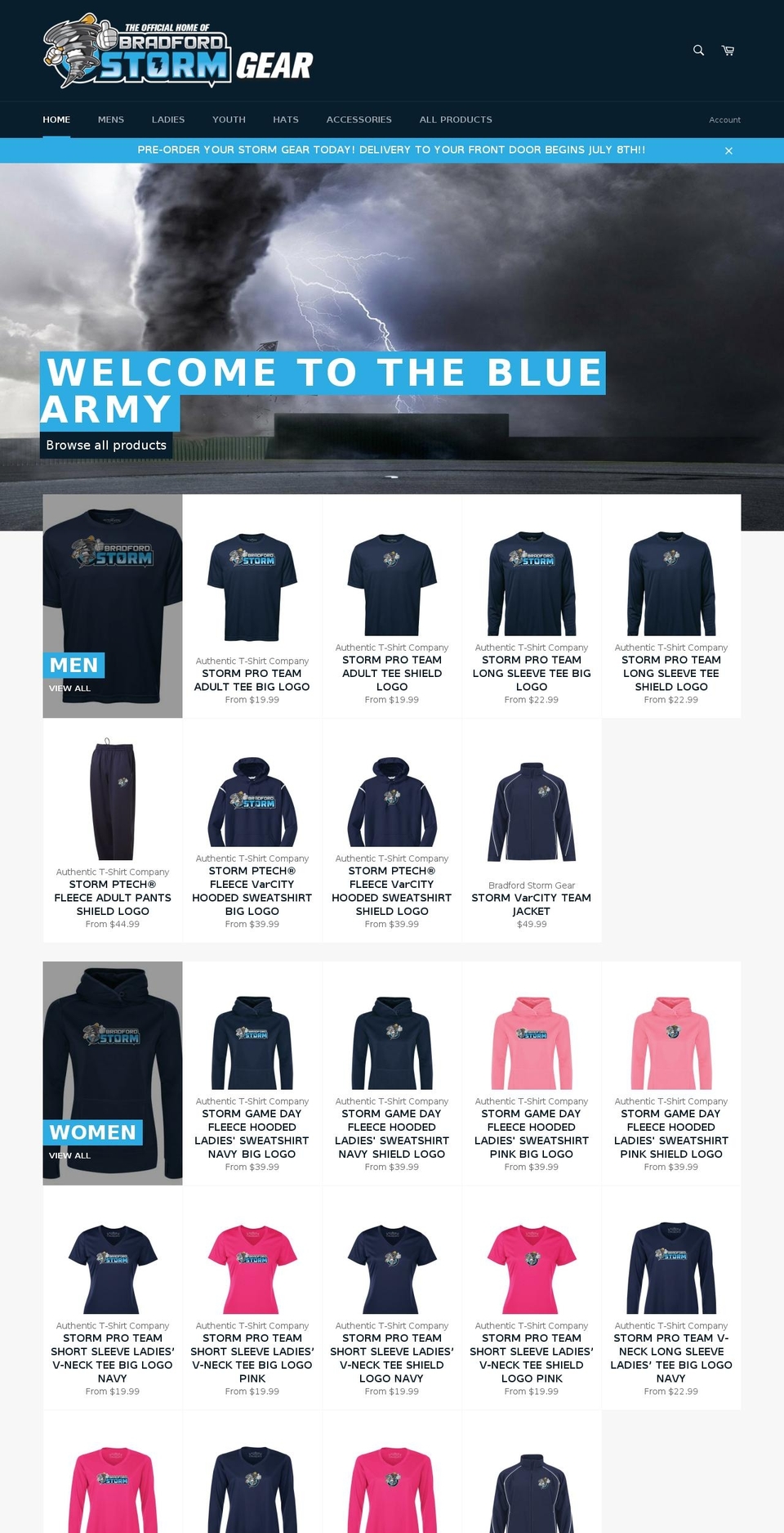 bradfordstormgear.com — Shopify storefront screenshot