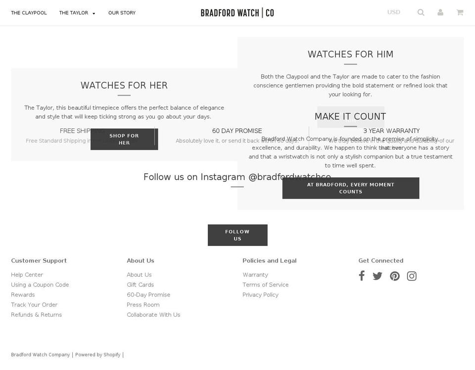 bradfordwatch.com — Shopify storefront screenshot