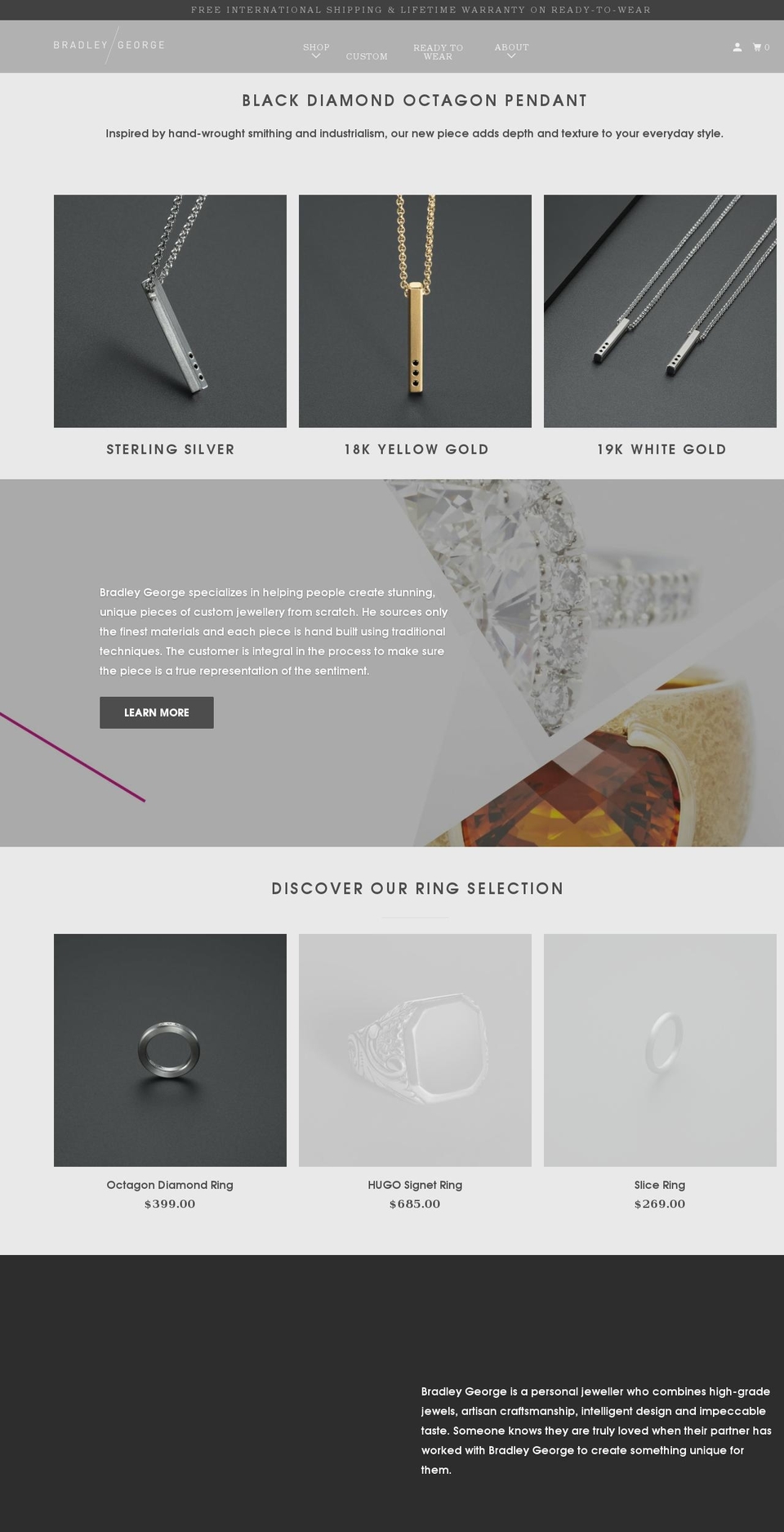 bradleygeorge.com shopify website screenshot