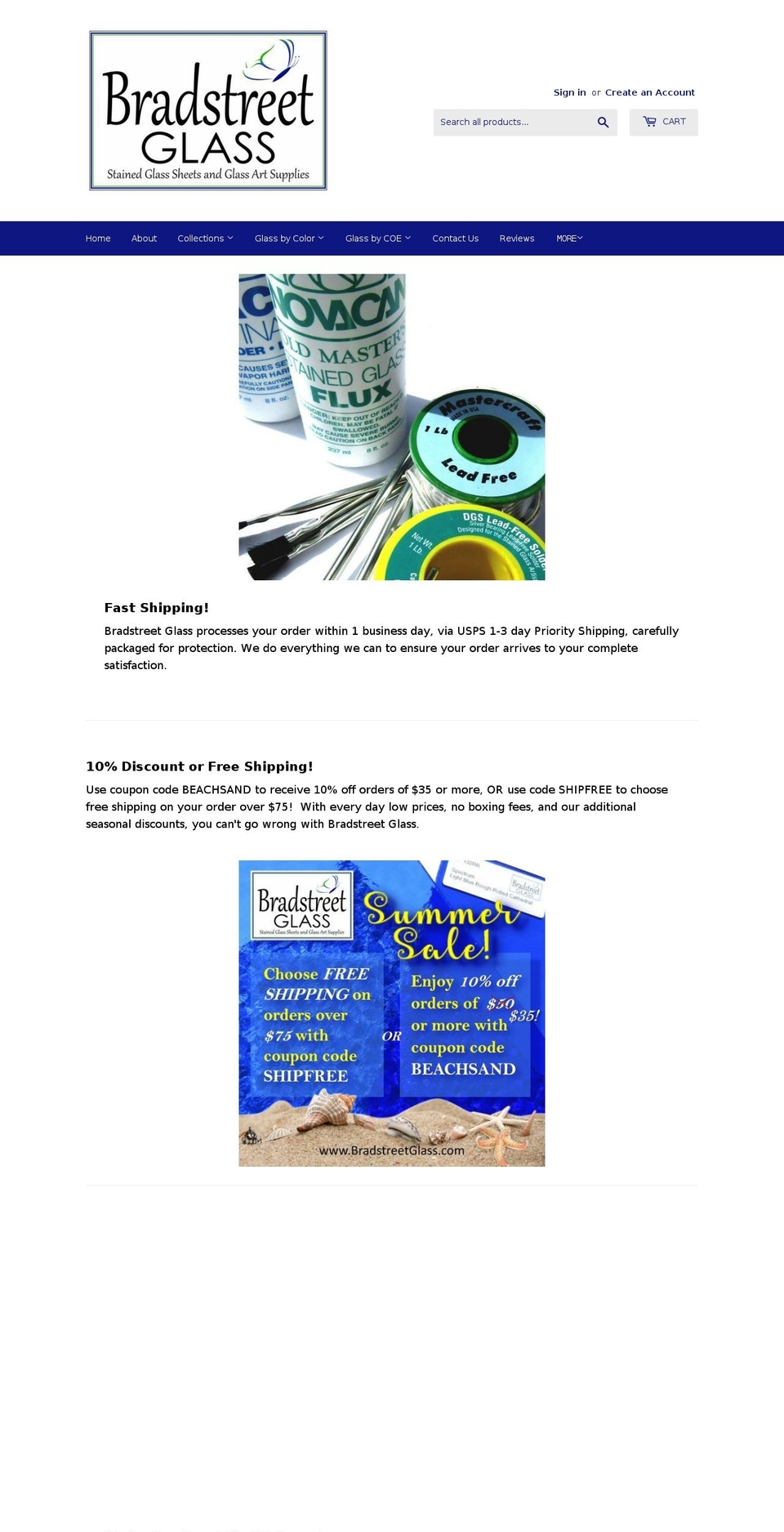 bradstreetglass.com — Shopify storefront screenshot