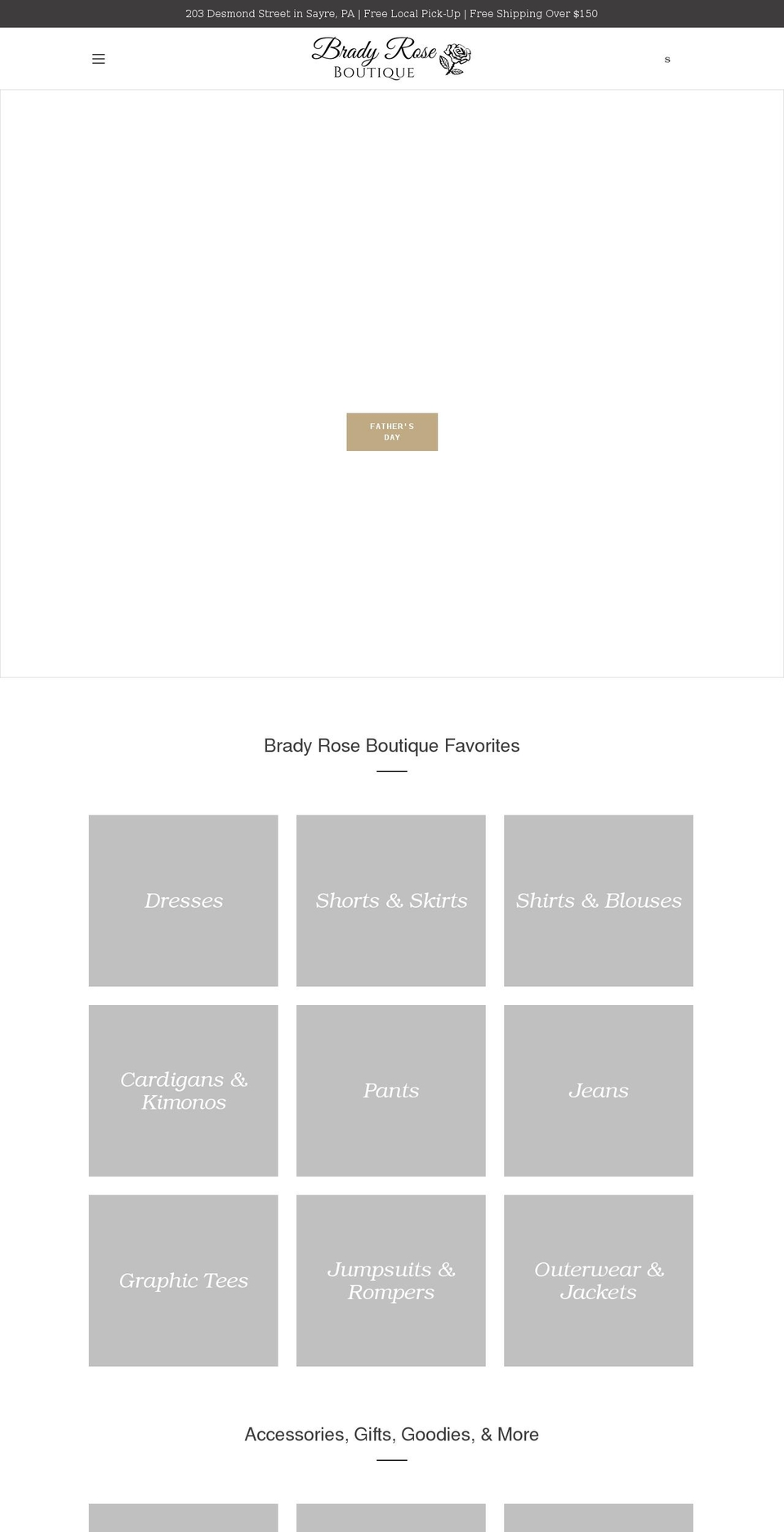 bradyroseboutique.com shopify website screenshot