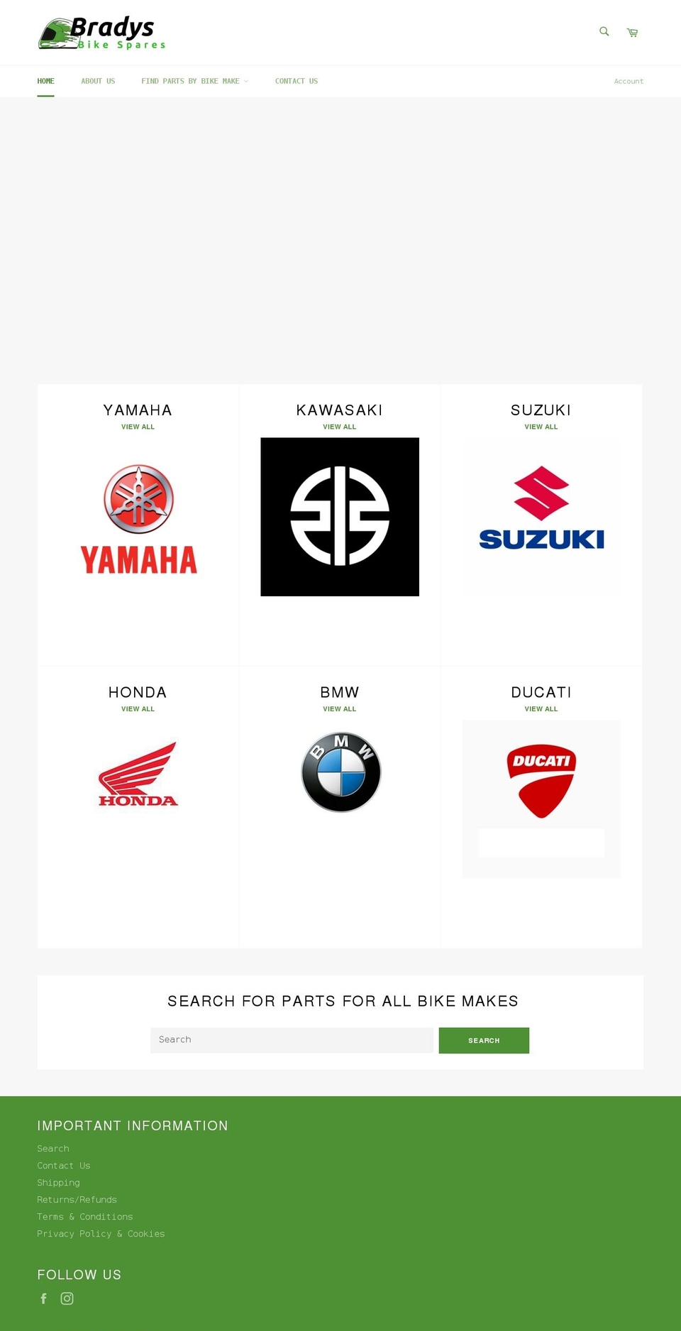 bradysbikespares.com shopify website screenshot