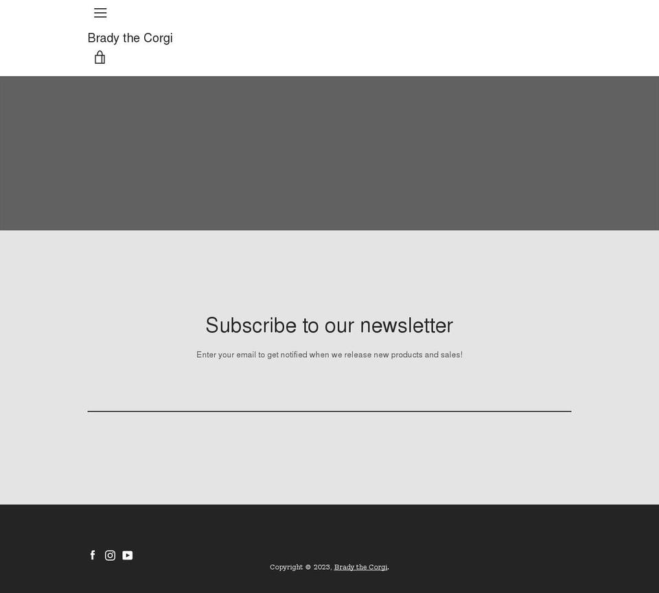 bradythecorgi.com shopify website screenshot
