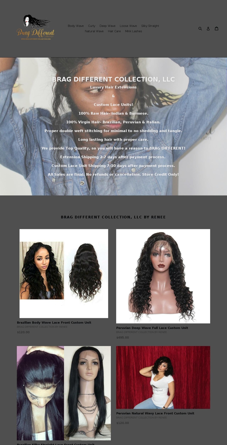 brag-different-collection.com shopify website screenshot