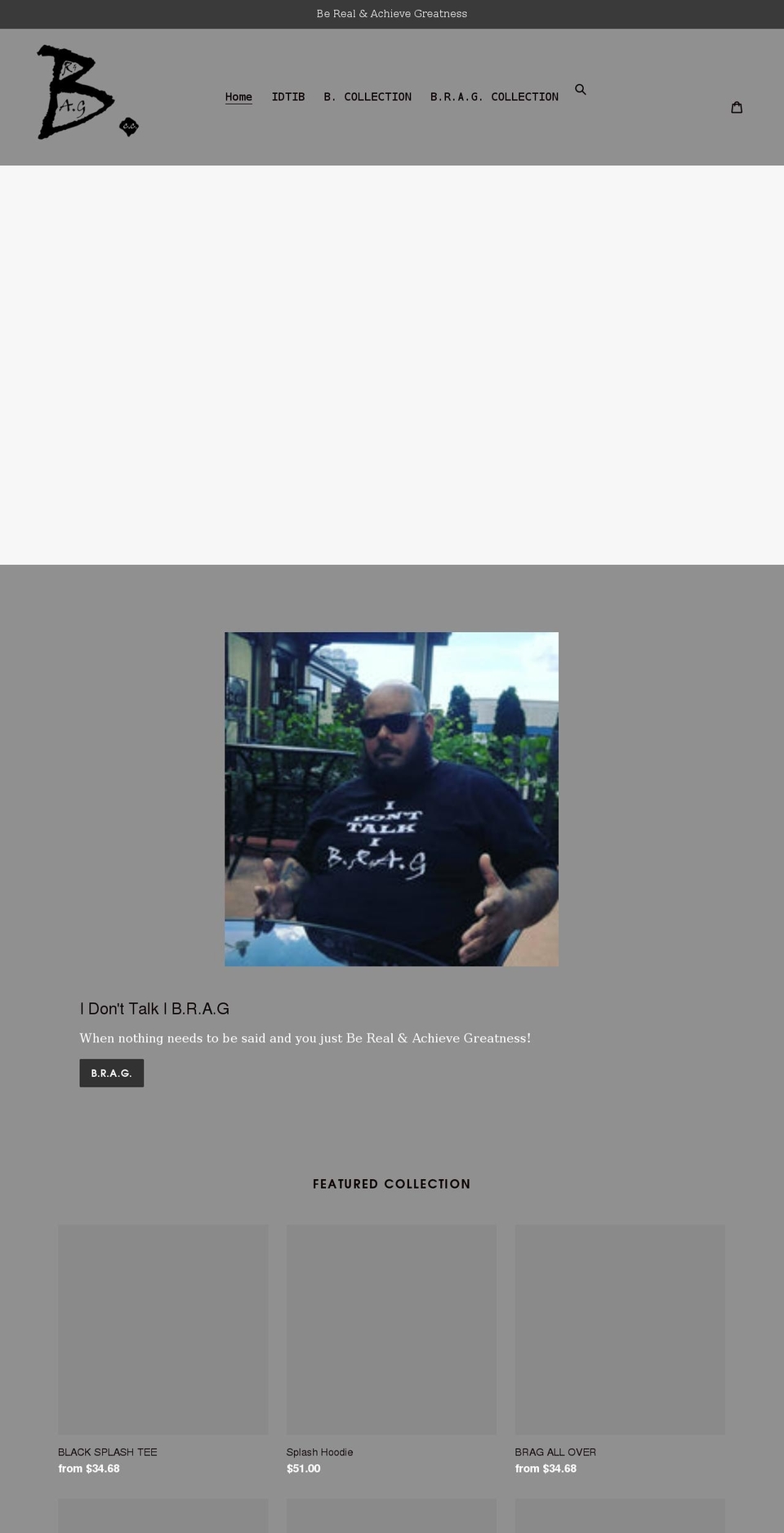 bragclothingco.com shopify website screenshot