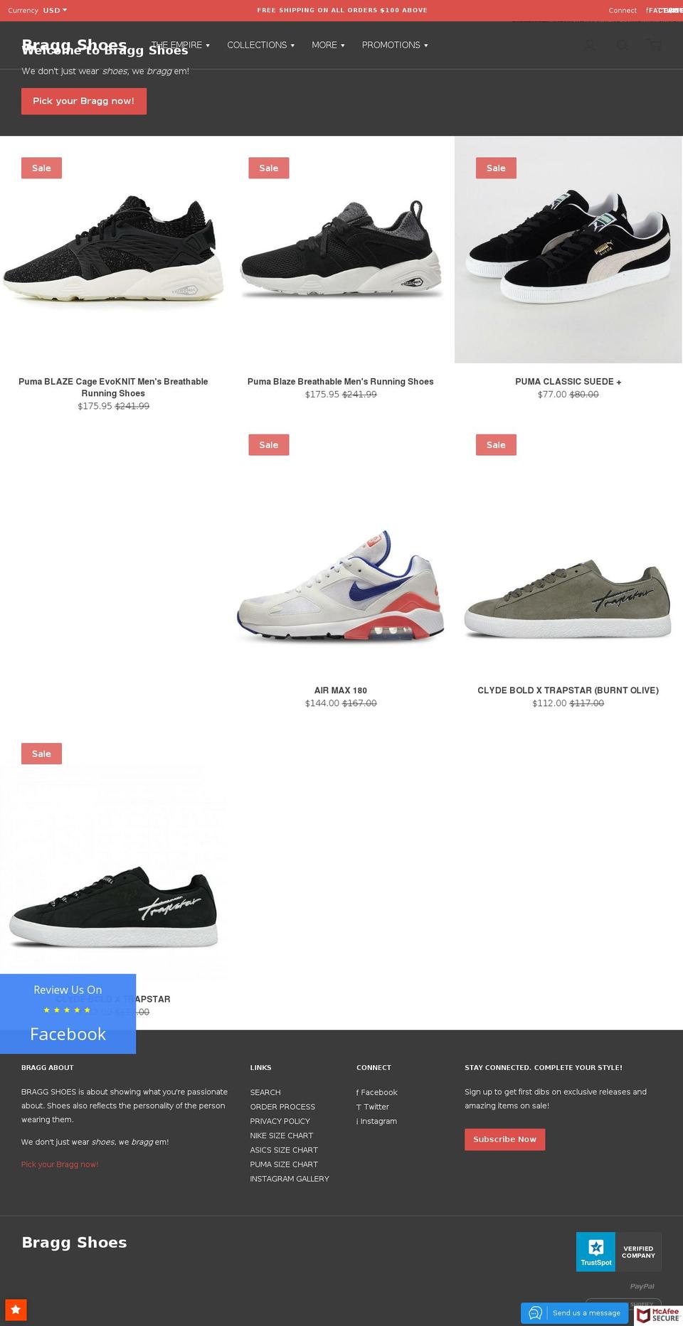 braggshoes.com — Shopify storefront screenshot