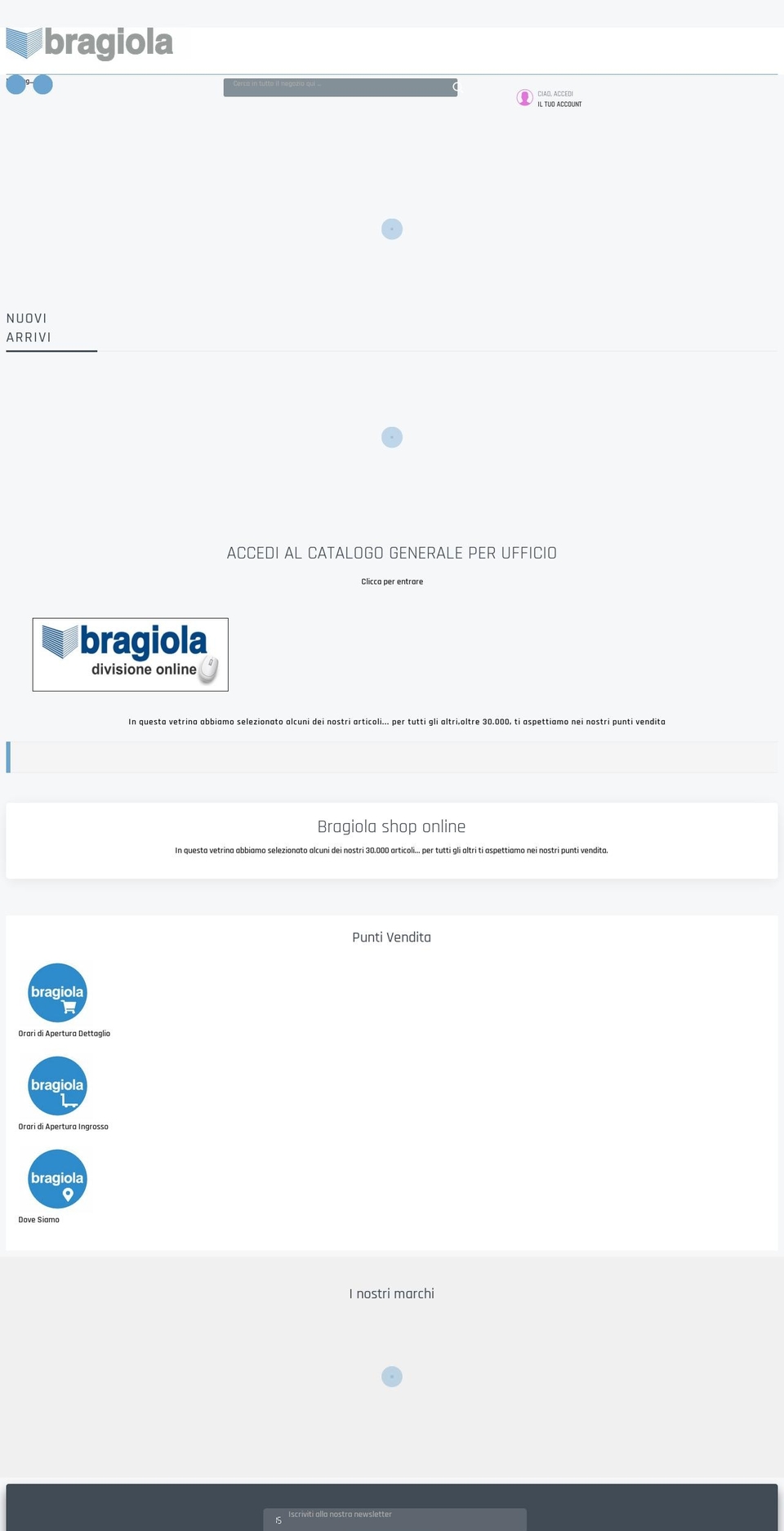 infinit Shopify theme site example bragiola.it