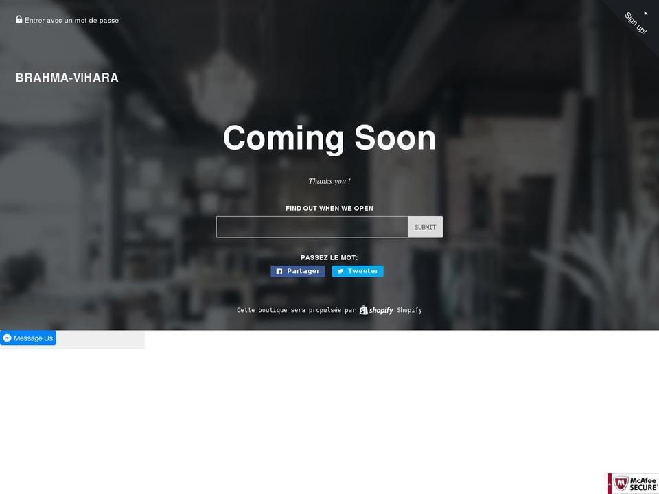 brahma-vihara.com shopify website screenshot