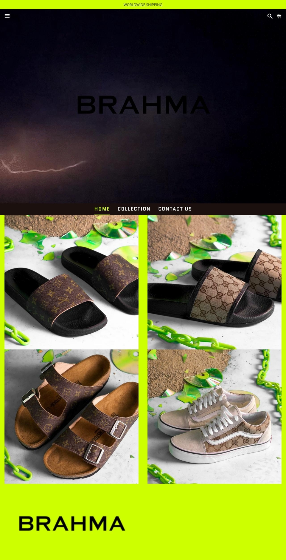 brahmacustoms.com — Shopify storefront screenshot