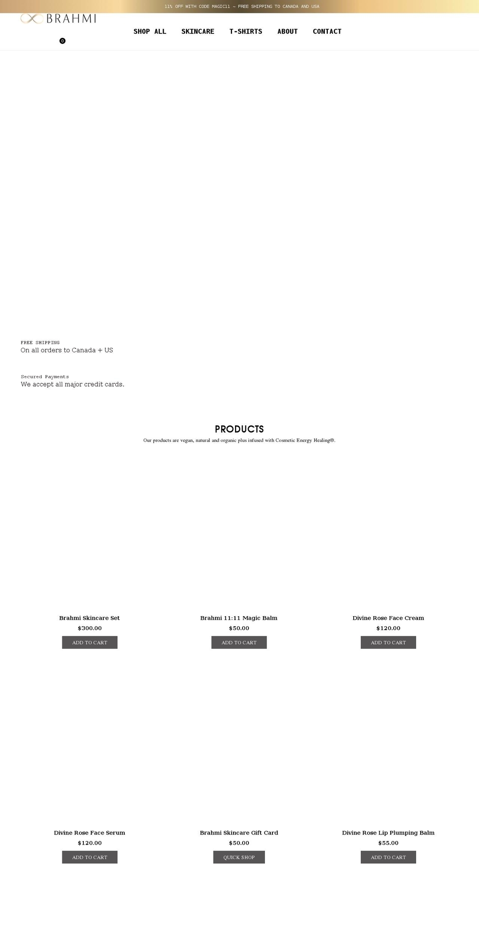 brahmibeauty.com shopify website screenshot