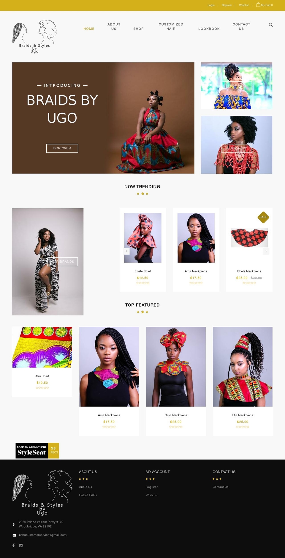 braidsandstylesbyugo.com — Shopify storefront screenshot