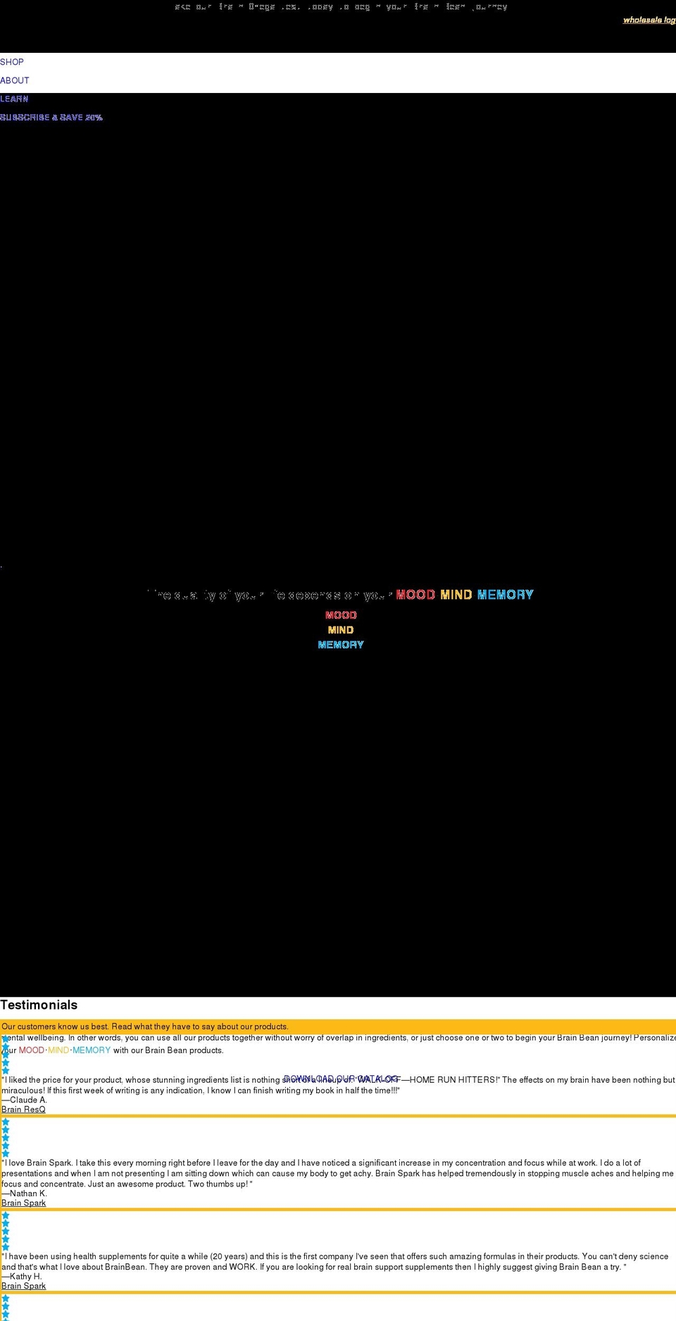 brain-bean.com shopify website screenshot