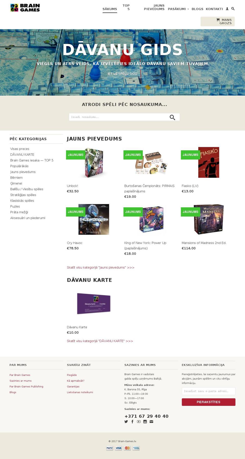 brain-games.lv shopify website screenshot