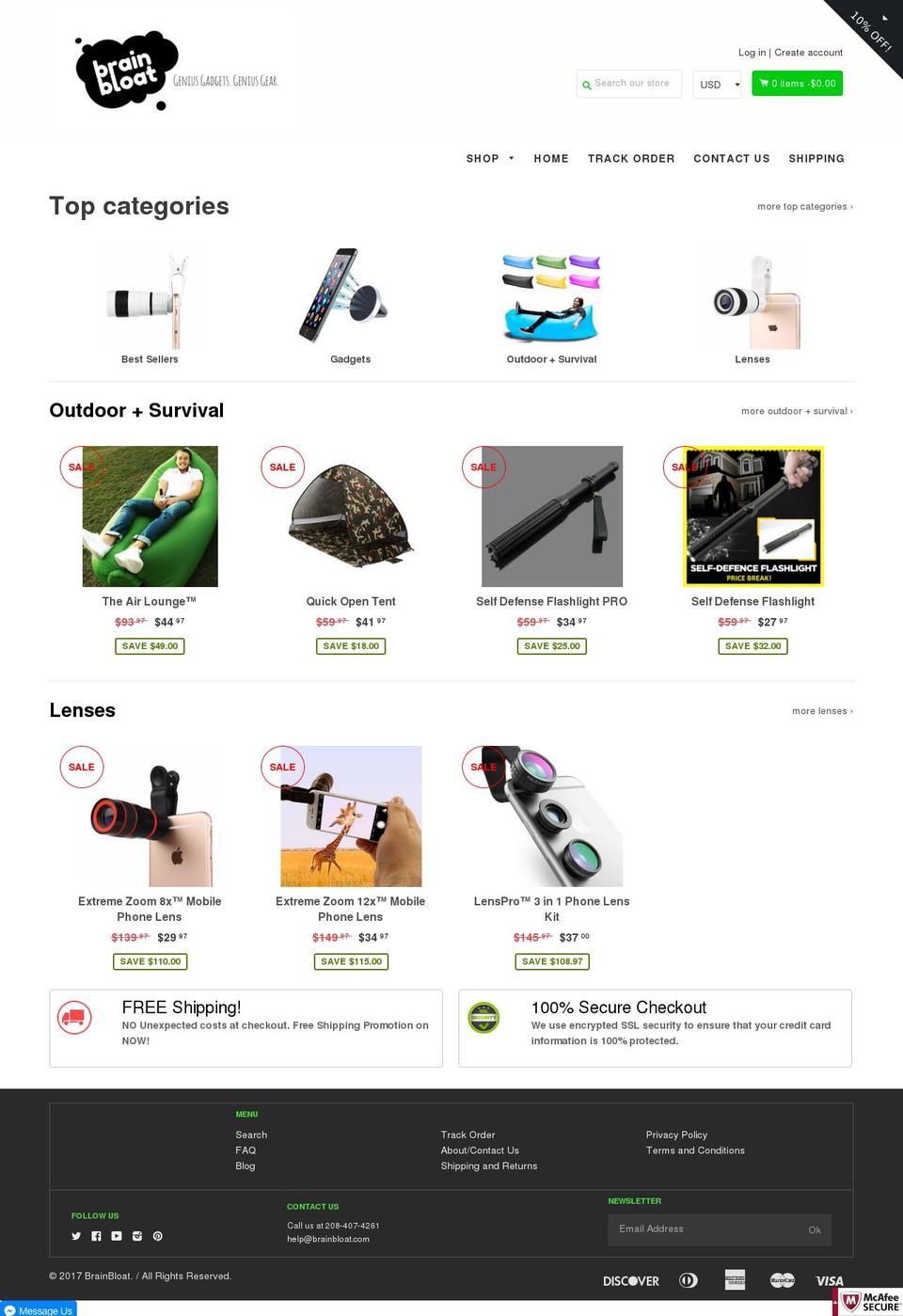 brainbloat.com shopify website screenshot