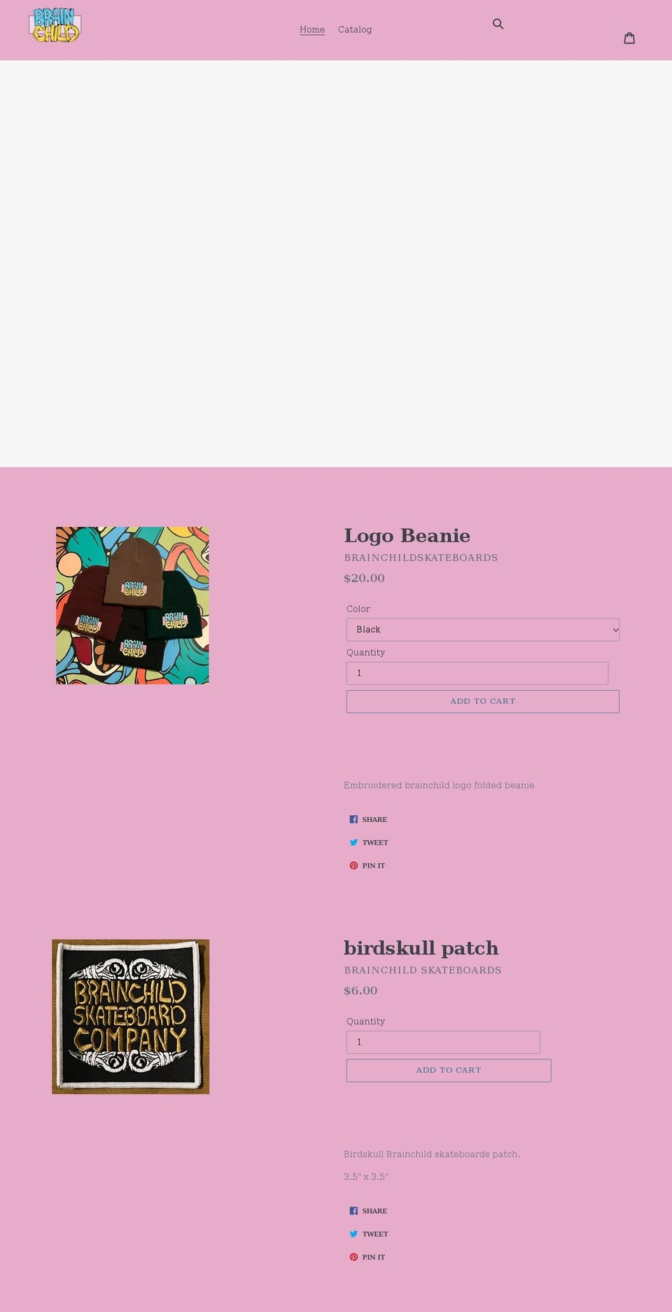 brainchildskateboardco.com shopify website screenshot