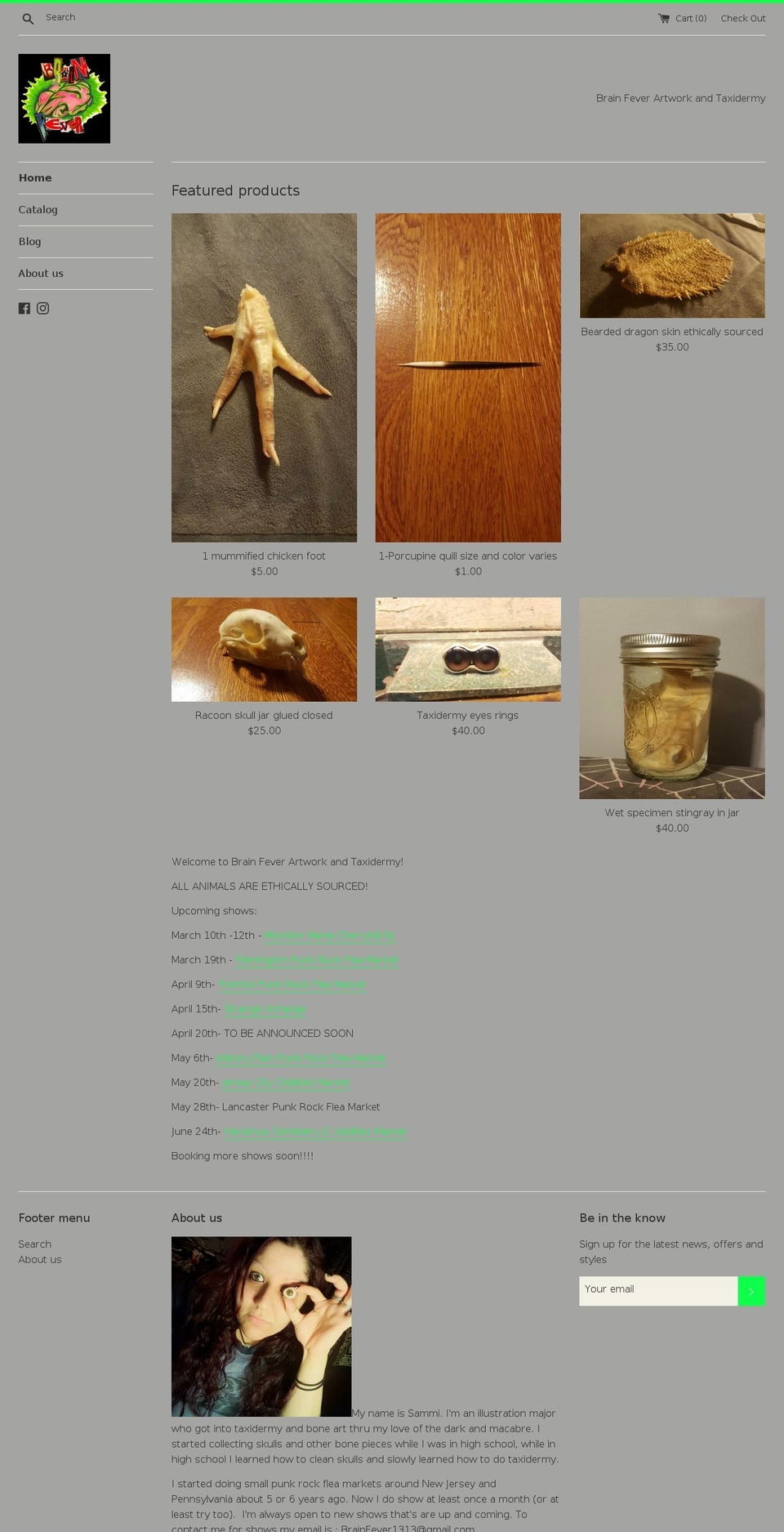 brainfeverartwork.com shopify website screenshot