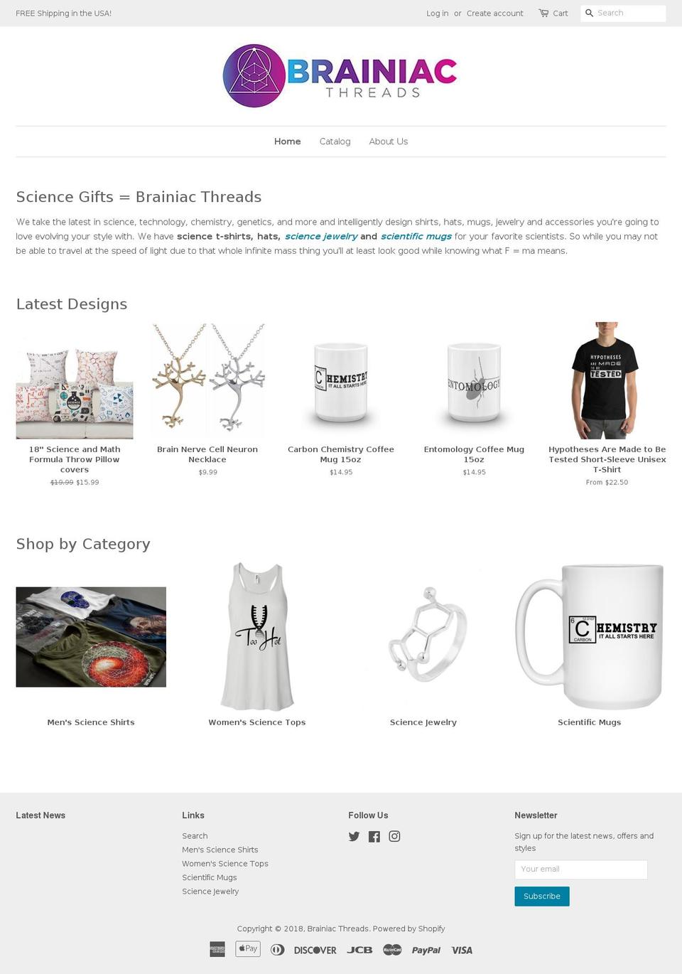 brainiacthreads.com — Shopify storefront screenshot